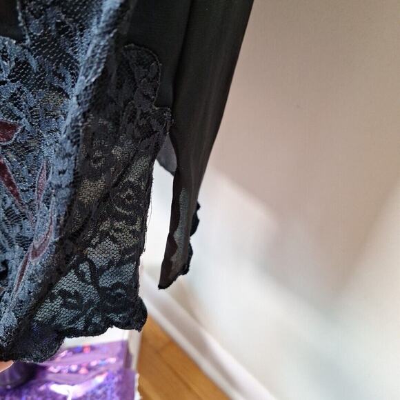 Vintage 60s Bradley Black Nylon Front Slit Lace Half Slip Skirt Women Size Small - Picture 4 of 10